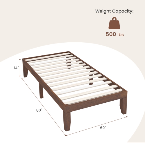 Matelas plateforme en bois à lattes de bois pour lit simple de 14 po de Costway