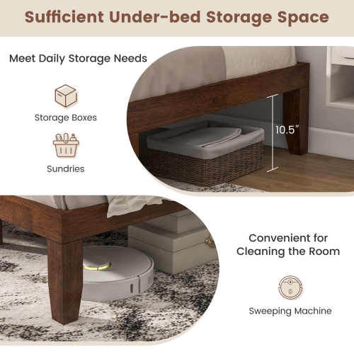 Cadre de lit en bois de Costway pour grand lit 14 po matelas plateforme lattes de bois support