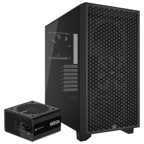 Corsair 3000D Computer Case with RM850e Power Supply & SP120 RGB Fan Kit Bundle - Black