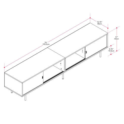 Amber & Emily Vignette Modular Media Console TV Stand, for most TVs up to 110" with Open and Closed Storage