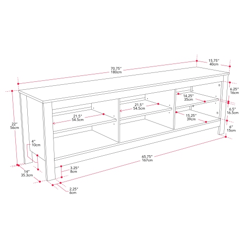 Amber & Emily Kaito Minimalist Media Console TV Stand, for most TVs up to 85" with Open Storage