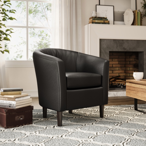 Amber & Emily Sophia Vegan Leather Barrel Chair