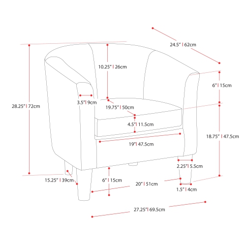Amber & Emily Sophia Vegan Leather Barrel Chair