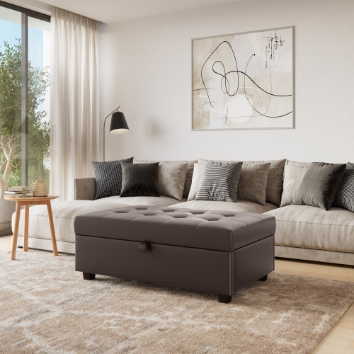 Amber & Emily Owen Vegan Leather Storage Ottoman