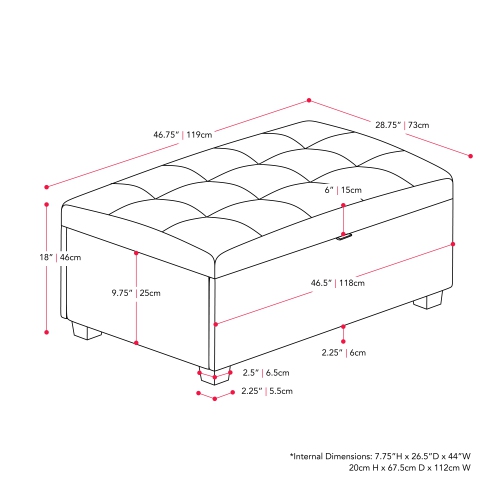 Amber & Emily Owen Vegan Leather Storage Ottoman