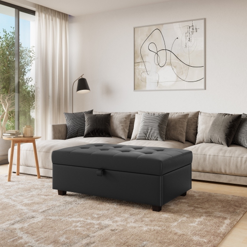 Amber & Emily Owen Vegan Leather Storage Ottoman