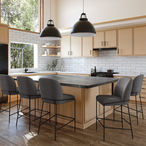 Amber & Emily Avery Boucle Curved Back Modern Counter Height Bar Stool