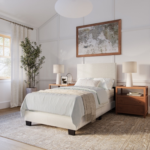 Amber & Emily Luna Boucle Uphostered Off White Single Bed