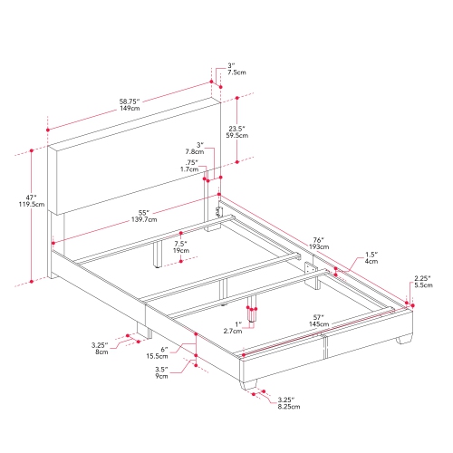 Amber & Emily Luna Boucle Uphostered Off White Double Bed