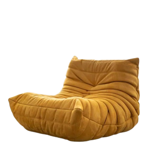 Fauteuil poire et sofa long LivinVeluris - Jaune