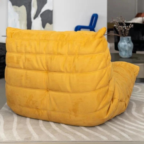 Fauteuil poire et sofa long LivinVeluris - Jaune
