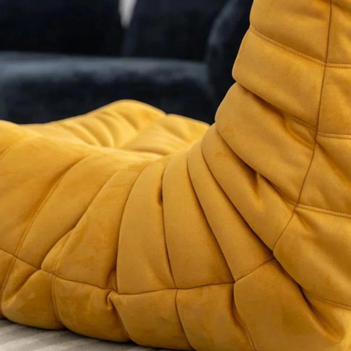 Fauteuil poire et sofa long LivinVeluris - Jaune