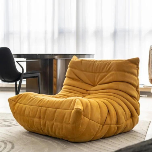 Fauteuil poire et sofa long LivinVeluris - Jaune