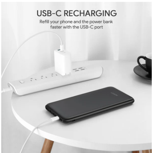 AUKEY Slimline USB C Power Bank with 3 Input & 4 Output 20000mAh