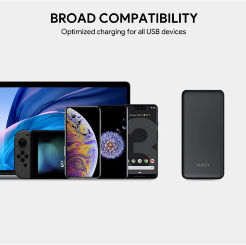 AUKEY Slimline USB C Power Bank with 3 Input & 4 Output 20000mAh