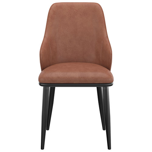 Kash Contemporary Faux Leather Dining Chair - Set of 2 - Saddle