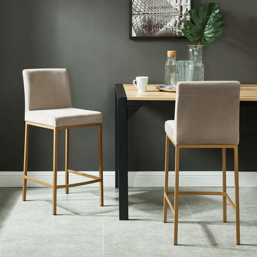 Diego Contemporary Counter Height Barstool - Set of 2 - Beige