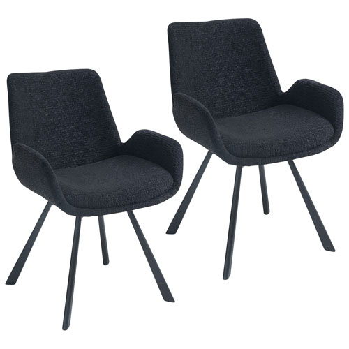 Chaise de salle à manger moderne en tissu Signy - Ensemble de 2 - Noir