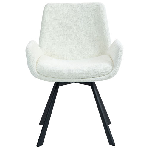 Chaise de salle à manger moderne en tissu Signy - Ensemble de 2 - Ivoire