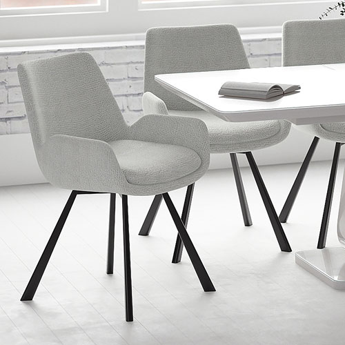 Signy Modern Fabric Dining Chair - Set of 2 - Light Grey
