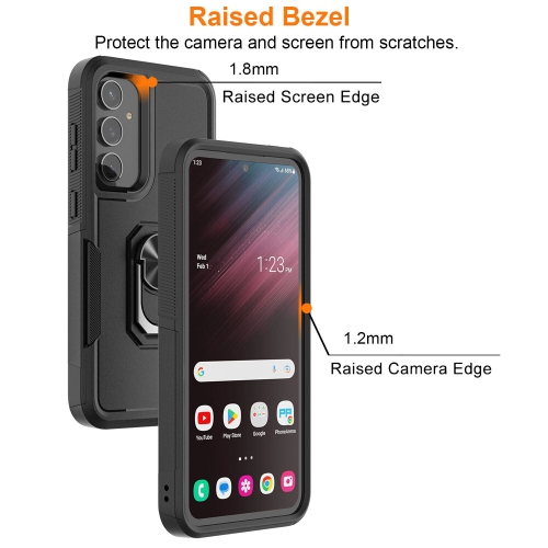 [CS] Shockproof Heavy Duty Magnetic Hard Armor Kickstand Case with Ring Holder for Samsung Galaxy A35 / A55 5G, Purple