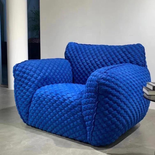 LivinVeluris Blue Fluffy Accent Single Seat Sofa - Navy Blue