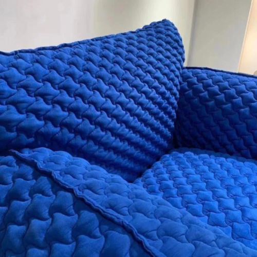 LivinVeluris Blue Fluffy Accent Single Seat Sofa - Navy Blue