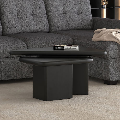 Draco 2-Piece Contemporary Triangular Table Set - Black