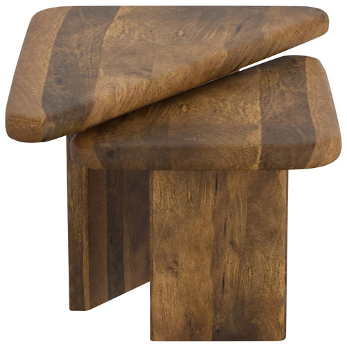 Ensemble de 2 tables triangulaires contemporaines Draco - Noyer