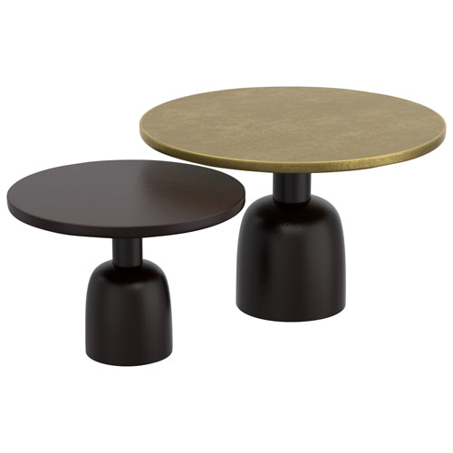 Adira 2-Piece Contemporary Round Table Set - Antique Gold/Black