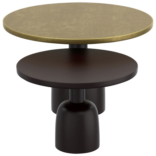Adira 2-Piece Contemporary Round Table Set - Antique Gold/Black