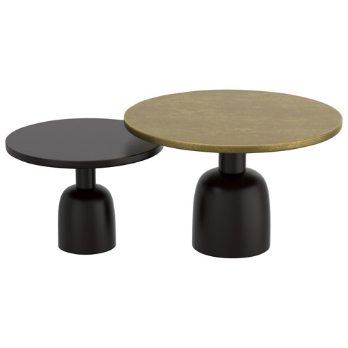 Adira 2-Piece Contemporary Round Table Set - Antique Gold/Black