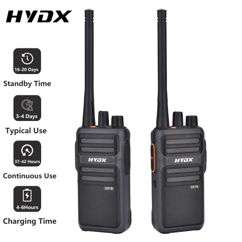 Compact Walkie Talkies - Set of 4 in Black & Grey, Plastic + Metal Construction, Licensed-Free