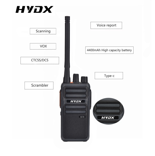 Compact Walkie Talkies - Set of 4 in Black & Grey, Plastic + Metal Construction, Licensed-Free