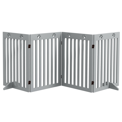 Barrière de sécurité pliable à 4 panneaux pour animaux de compagnie PawHut avec pieds de soutien jusqu'à 80,25 po de longueur 29,5 po de hauteur pour