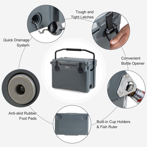 Glacière portative de 25 pintes avec glacière à parois isolées Rotomolded de Costway pour 5-7 jours
