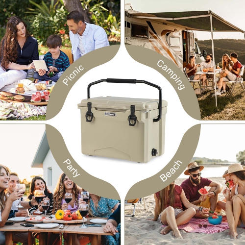 Glacière portative de 25 pintes avec glacière à parois isolées Rotomolded de Costway pour 5-7 jours
