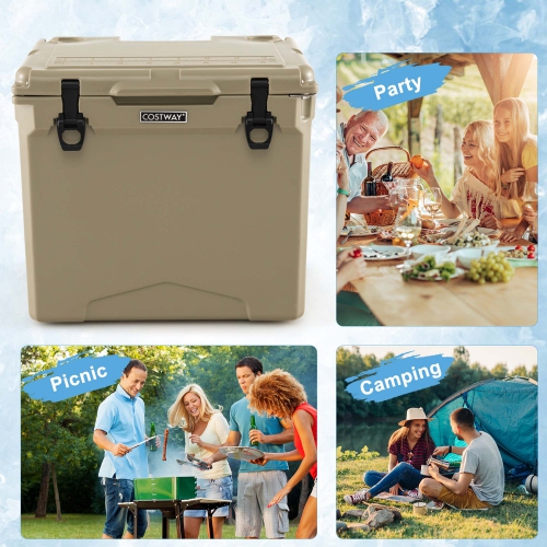 Costway 42 Qt Portable Cooler Roto Molded Ice Chest Insulated 5-7 Days with wheels Handle