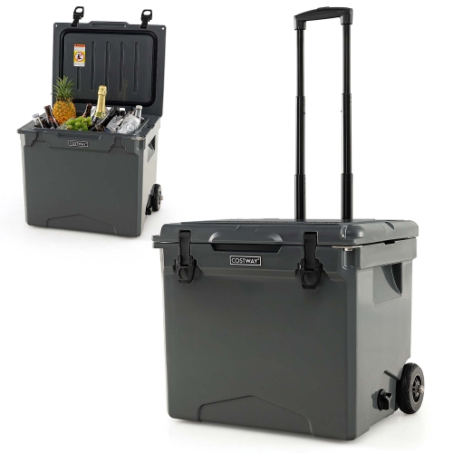 Image 1 de 10.. Glacière portative 42&nbsp;Qt de Costway à glacière moulée par rotation, 5-7 jours, avec poignée de roues