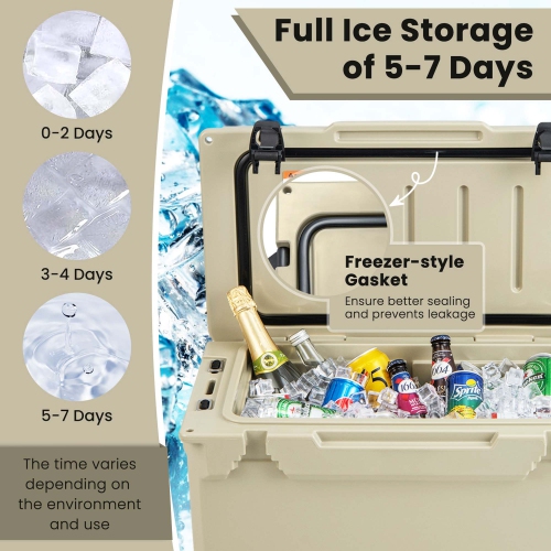 Costway 30 QT Rotomolded Cooler Portable Ice Chest Ice Retention for 5-7 Days