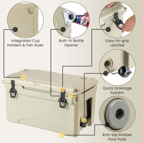 Costway 30 QT Rotomolded Cooler Portable Ice Chest Ice Retention for 5-7 Days