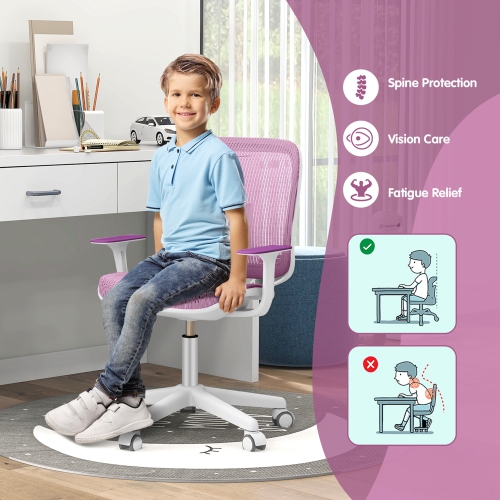 Costway Kids Desk Armchair Swivel Mesh Children Computer Chair with Adjustable Height