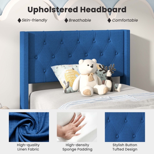 Costway Twin Size Upholstered Platform Bed with Button Tufted Wingback Headboard