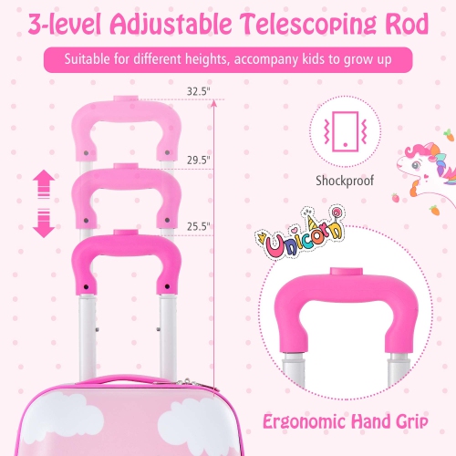 2PC Ensemble de valises de cabine pour enfants 12 po et valise à roulettes de 16 po pour les voyages