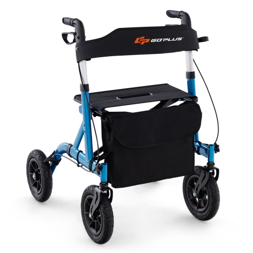 Ambulateur repliable à hauteur réglable avec siège et sac de rangement pour aînés de Goplus