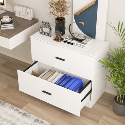 Costway 2-Drawer Wood Lateral File Cabinet with Adjustable Bars for Home Office