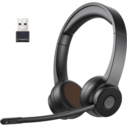 EKSA H16 Casque Bluetooth sans fil, Casque PC avec Micro Antibruit et clé USB, Casque Audio avec connexion multipoint, Casque Ordinateurs pour Bureau