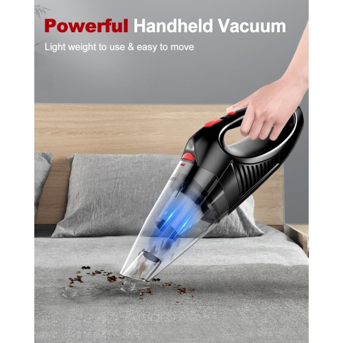 NIERBO Portable Rechargeable Car Vacuum Cleaner High Power with Fast Charge Tech, Powerful Wireless Hand Held Vacuum for Pets, Car, Home, Red