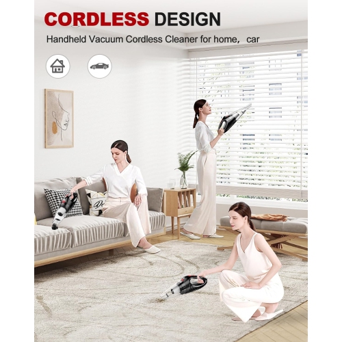 NIERBO Portable Rechargeable Car Vacuum Cleaner High Power with Fast Charge Tech, Powerful Wireless Hand Held Vacuum for Pets, Car, Home, Red