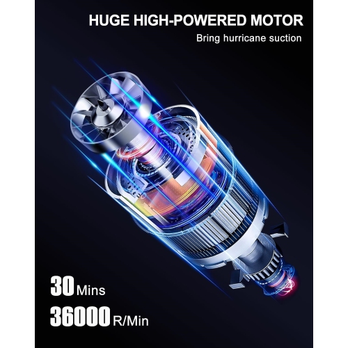 NIERBO Portable Rechargeable Car Vacuum Cleaner High Power with Fast Charge Tech, Powerful Wireless Hand Held Vacuum for Pets, Car, Home, Red